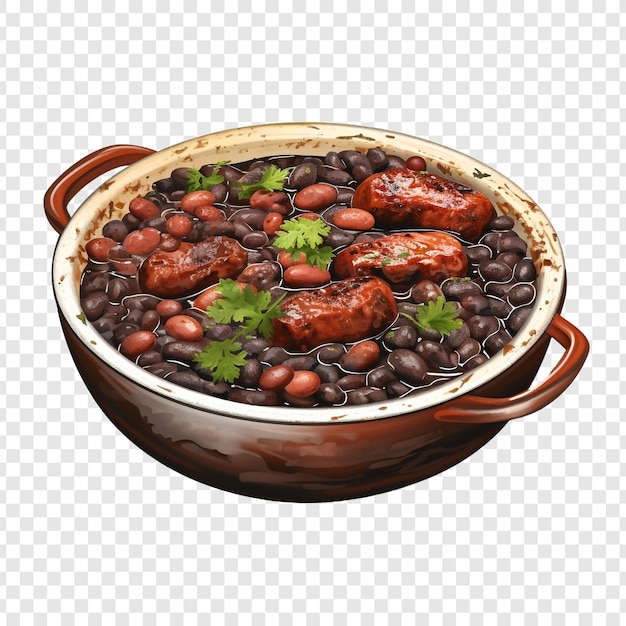 PSD nourriture feijoada isolée sur un fond transparent