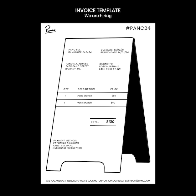 Nous embauchons un modèle de facture