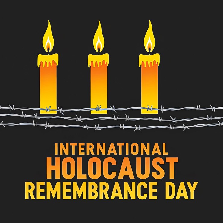PSD nous n'oublierons jamais l'holocauste juif et l'héroïsme jour de commémoration de l'holocauste 27 janvier design