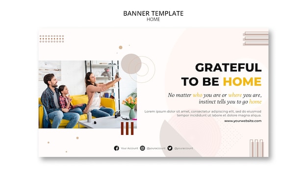 PSD nouveau modèle de bannière horizontale pour la maison avec des formes minimalistes