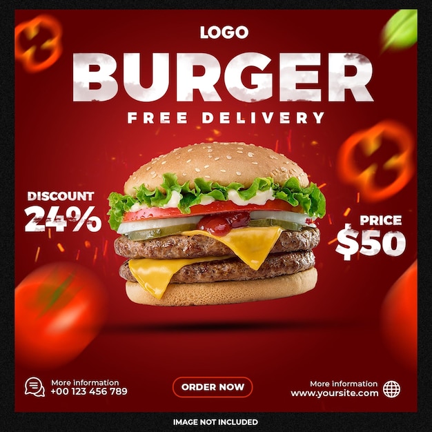 Nouveau modèle de média social pour le set de hamburgers