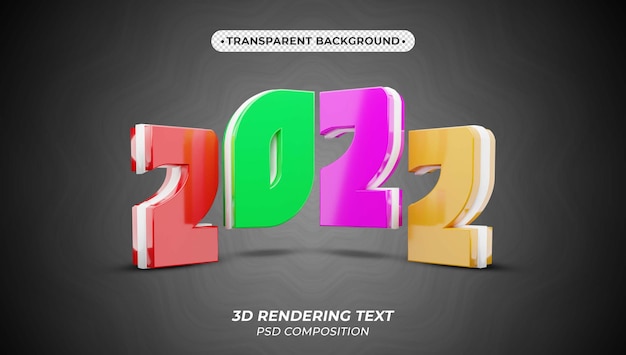 PSD nouvel an 2022 rendu 3d texte coloré