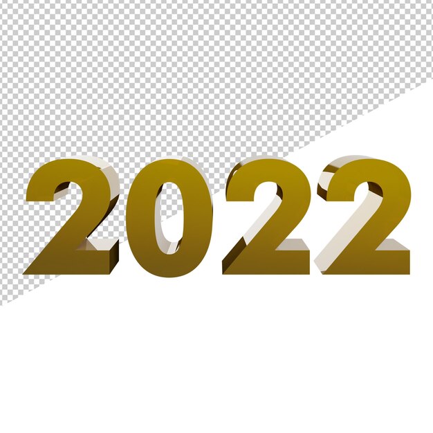 Nouvel An 2022 Sur La Vue De Face D'or Illustration De Texte De Rendu 3d Fond Transparent