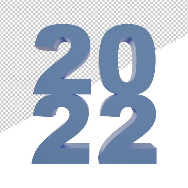 PSD nouvel an 2022 vue de face rendu 3d illustration texte fond transparent