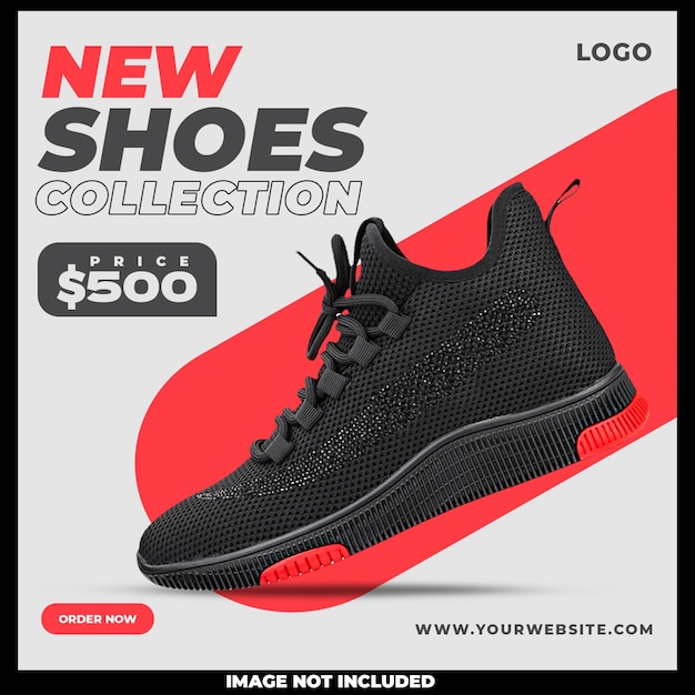 nouvelle collection de chaussures conception de modèle de message sur les médias sociaux