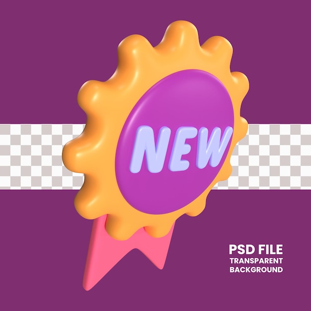 PSD nouvelle icône d'illustration 3d d'étiquette