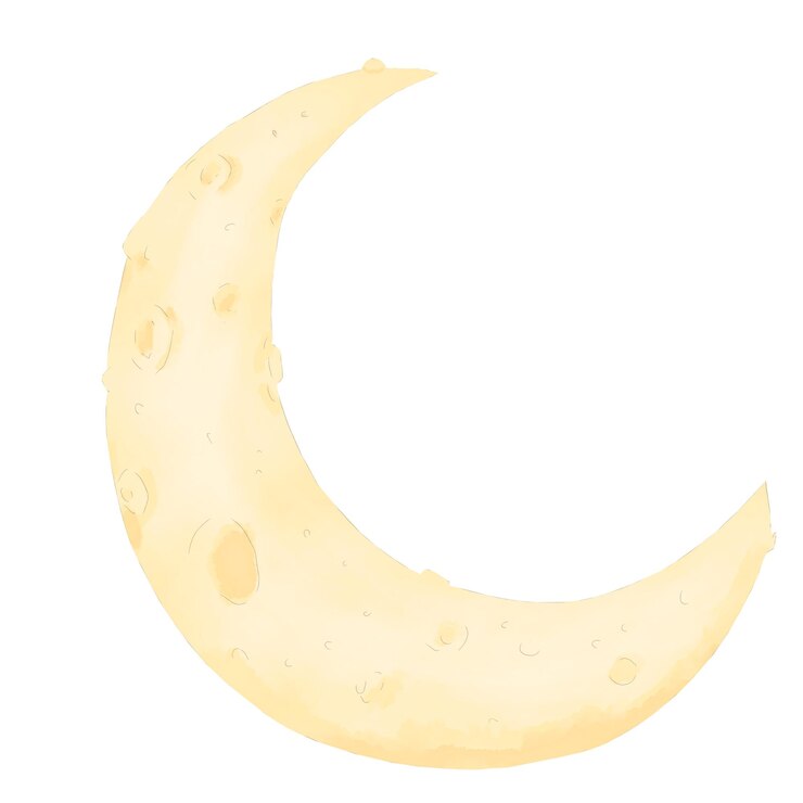 PSD nouvelle lune corps céleste jaune avec des cratères aquarelle illustration numérique espace pour les enfants