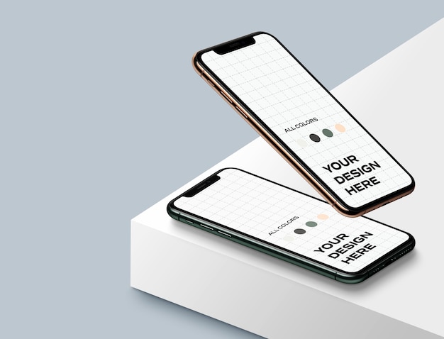 PSD nouvelle maquette de smartphones face vers le haut