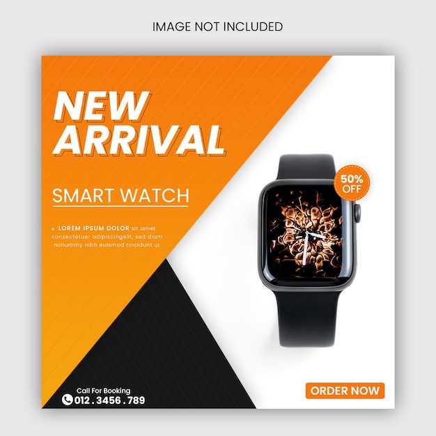 Nova chegada de postagem em mídia social do Smartwatch e design de modelo de banner