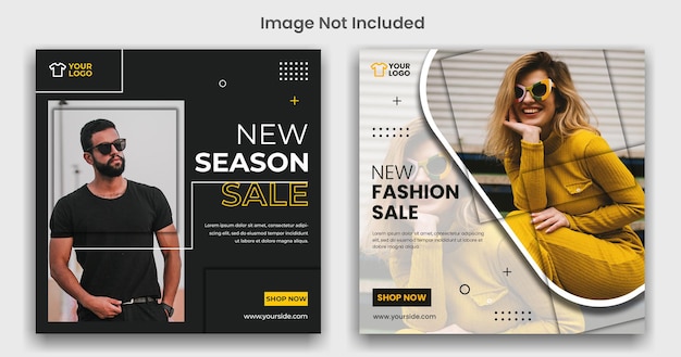 Nova temporada de venda de moda mídias sociais modelo de postagem do Instagram
