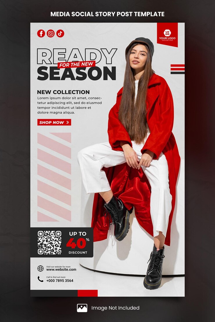 PSD nova temporada venda de moda mídia social história post template