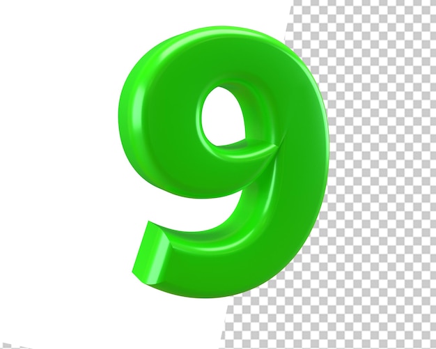 Nove numero 9 testo icona 3d rendering
