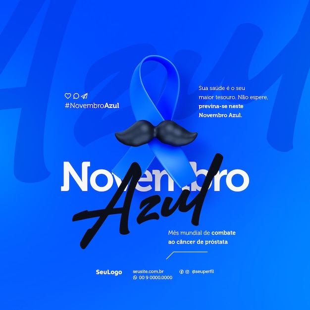 november azul concept psd template post Mes de Prevencao do Krebs der Prostata