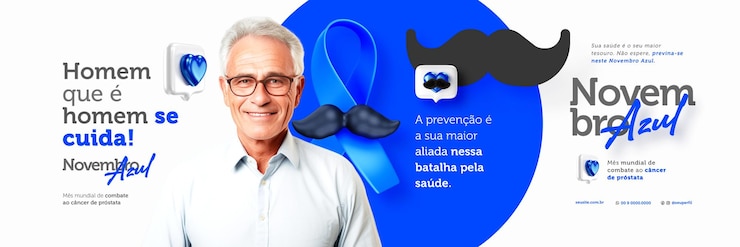 PSD novembre azul concept psd template post mes de prevencao do cancer de prostata banner orizzontale
