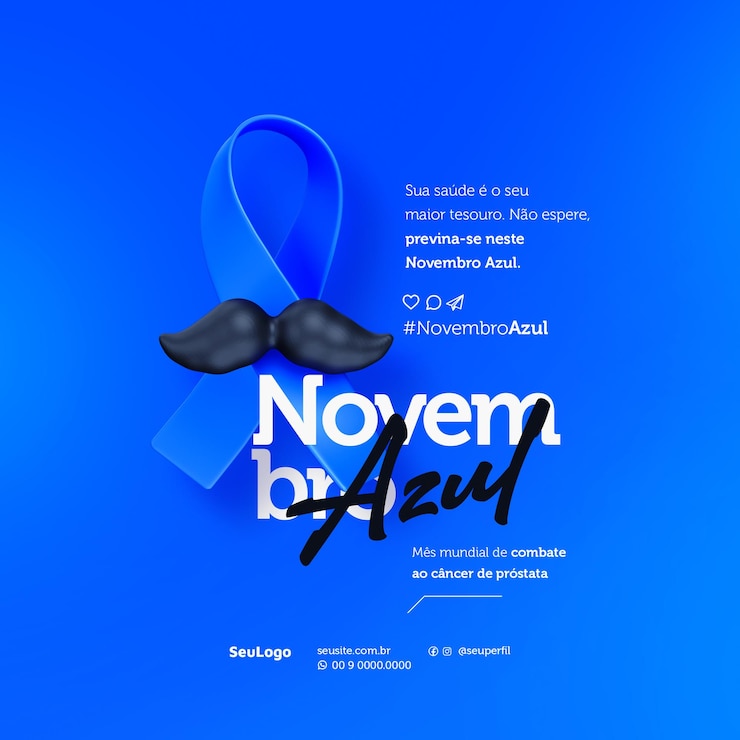 PSD novembre azul concept psd template post mes de prevencao do cancro di prostata
