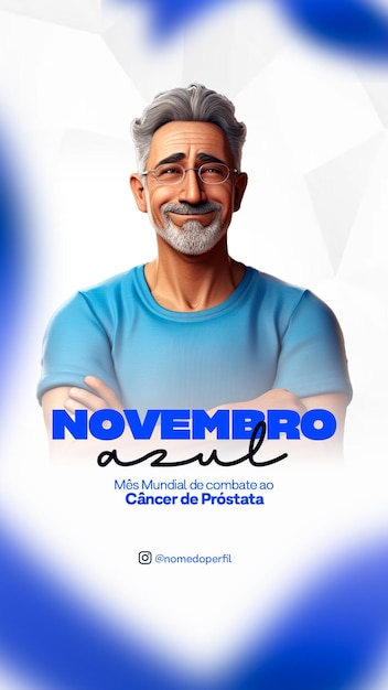 Novembro azul causa contra o câncer de próstata post e stories para instagram
