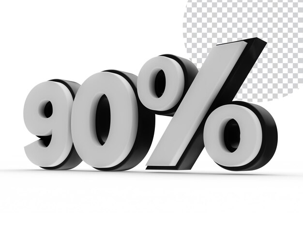 noventa por cento de renderização em 3D de número preto