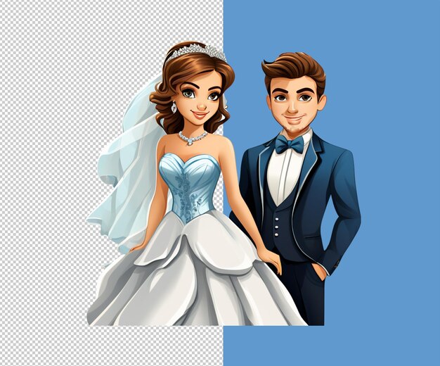 PSD novia y novio 3d render psd archivo y diseño de fondo icono