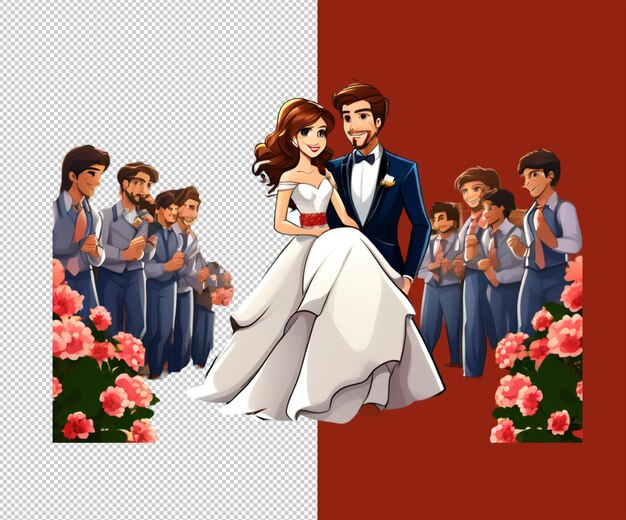 PSD novia y novio 3d render psd archivo y diseño de fondo icono