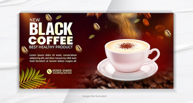 Novo café preto melhor produto saudável promoção de bebida matinal aromática