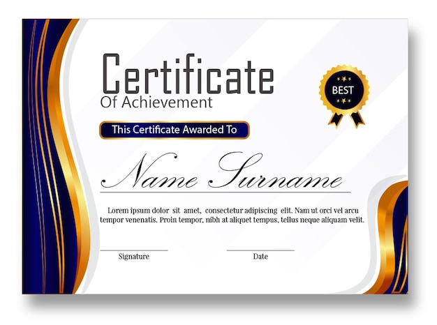 novo desenho do certificado com cor preta e dourada