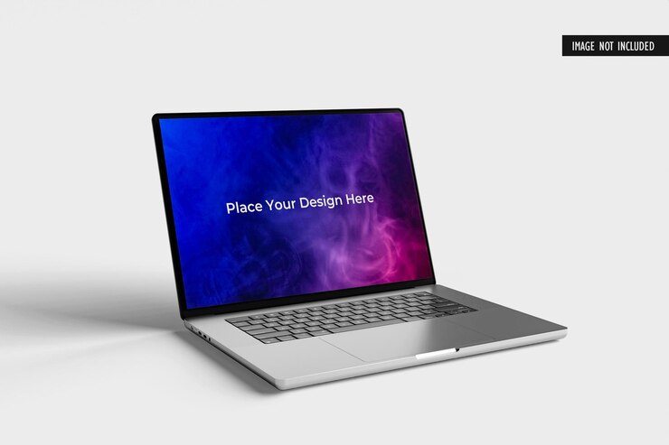 Novo design de maquete de laptop em tela cheia