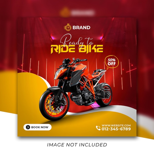 Novo design de modelo de postagem do instagram de mídia social da motocicleta psd premium