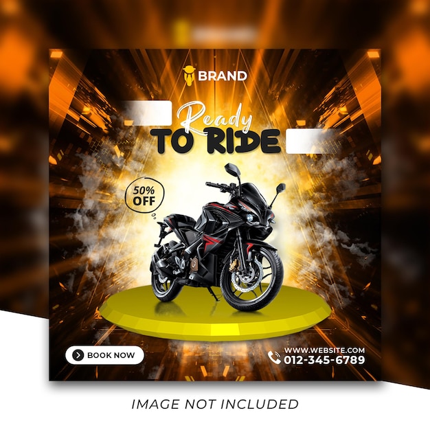 PSD novo design de modelo de postagem do instagram de mídia social da motocicleta psd premium