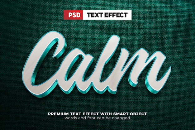 PSD novo e elegante efeito de texto editável em 3d de luxo azul branco e elegante sobre fundo de tecido verde simulado