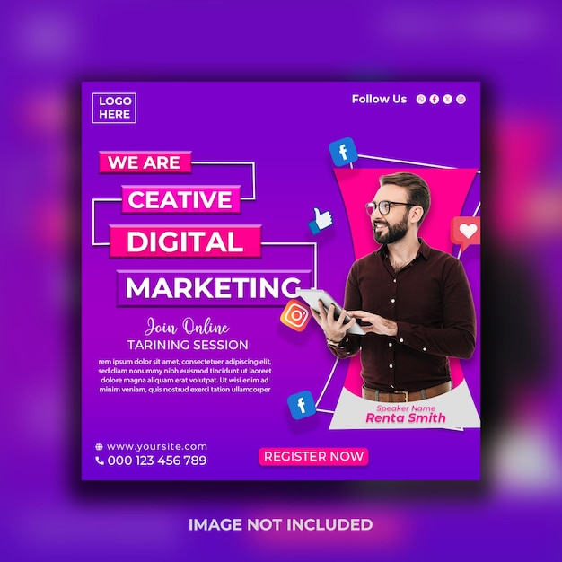 Novo marketing digital de mídia social e design de postagens no instagram