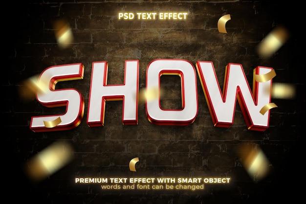 PSD novo modelo de efeito de texto editável 3d de luxo de filme show mock up