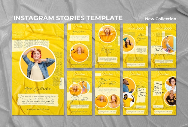 Novo modelo de histórias de instagram de conceito de coleção