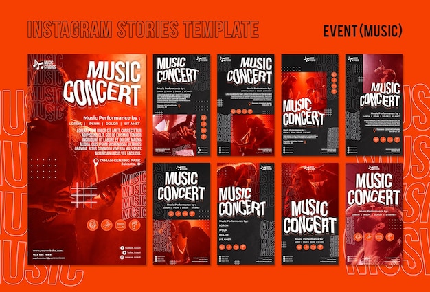 PSD novo modelo de histórias instagram de concerto de música normal