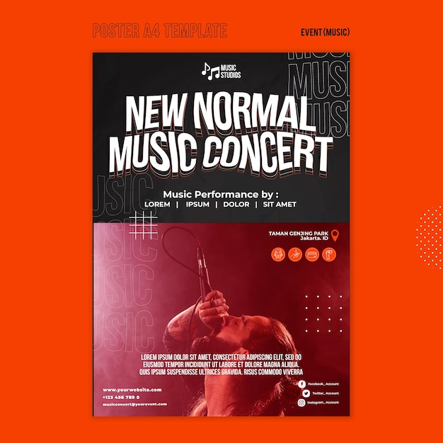 PSD novo modelo de impressão de concerto de música normal