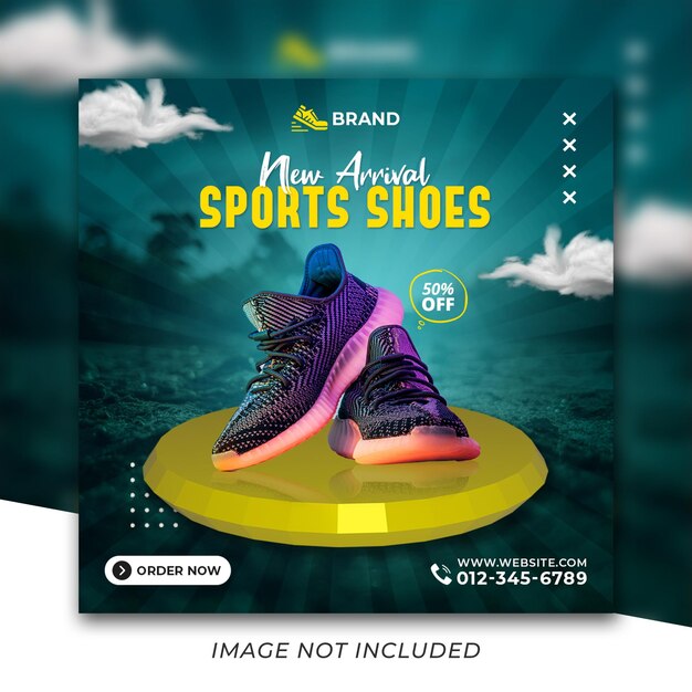 Novo modelo de postagem do instagram de mídia social de sapatos esportivos psd premium