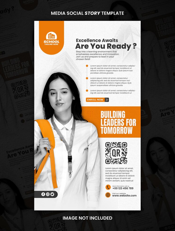 PSD novo registro de estudantes para o college media social story post template