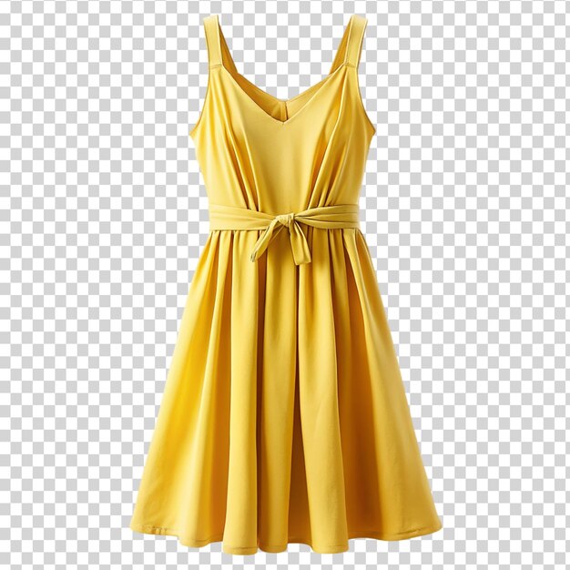 PSD novo vestido amarelo isolado em fundo transparente