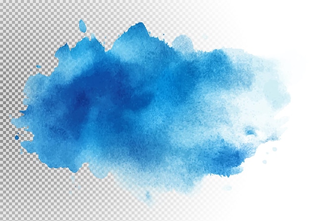 Nuage à l'aquarelle bleu sur un fond transparent