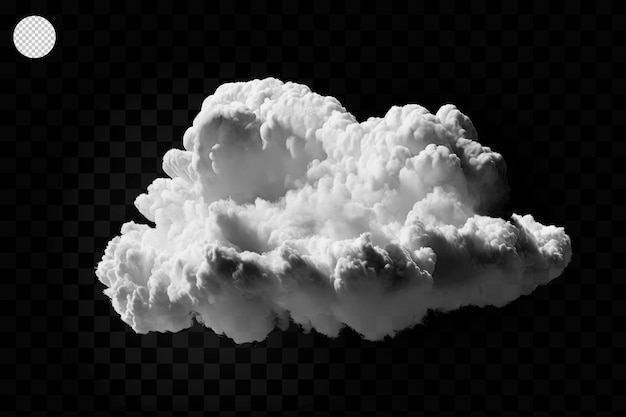 Nuage blanc isolé sur fond noir, fumée texturée