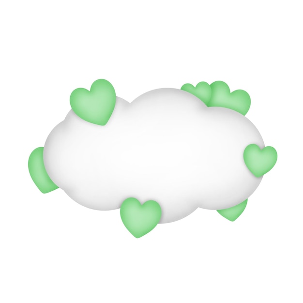 PSD nuage avec des cœurs verts