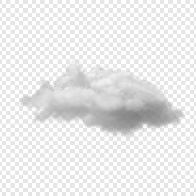 Un nuage cumulus blanc et moelleux isolé sur un fond transparent