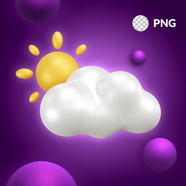 Nuage Ensoleillé Météo 3d Illustration