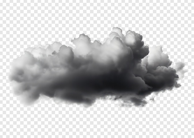 nuage naturel sombre et moelleux isolé sur un fond transparent