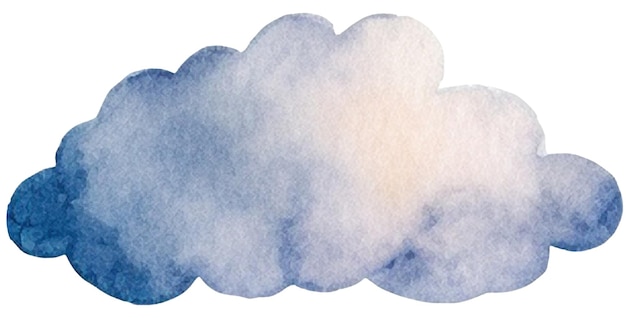 PSD nuage peint à l'aquarelle elément de conception dessiné à la main isolé sur un fond transparent