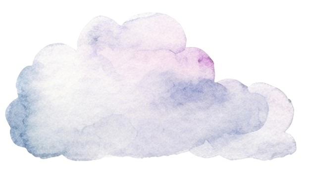 PSD nuage peint à l'aquarelle elément de conception dessiné à la main isolé sur un fond transparent