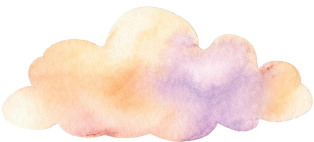 PSD nuage peint à l'aquarelle elément de conception dessiné à la main isolé sur un fond transparent