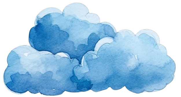 PSD nuage peint à l'aquarelle elément de conception dessiné à la main isolé sur un fond transparent