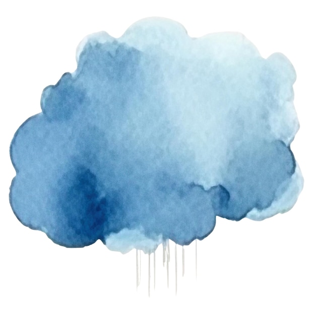 PSD nuage peint à l'aquarelle elément de conception dessiné à la main isolé sur un fond transparent