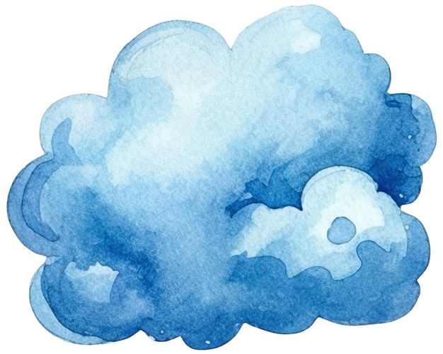 PSD nuage peint à l'aquarelle elément de conception dessiné à la main isolé sur un fond transparent