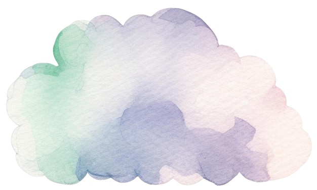 PSD nuage peint à l'aquarelle elément de conception dessiné à la main isolé sur un fond transparent